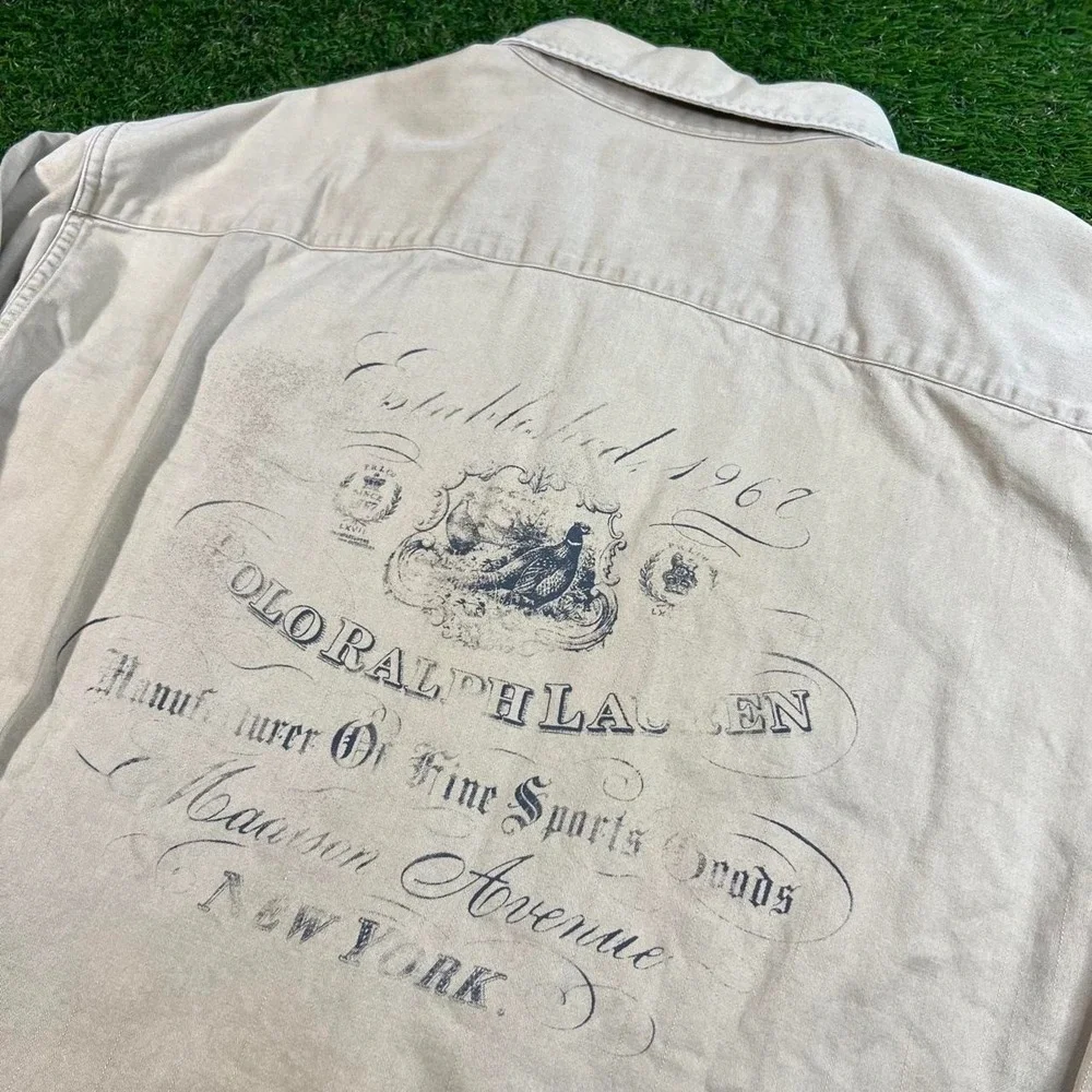 Vintage Polo Ralph Lauren 1967 Pheasant Field Shirt Jacket 2XL Khaki Safari Mens
